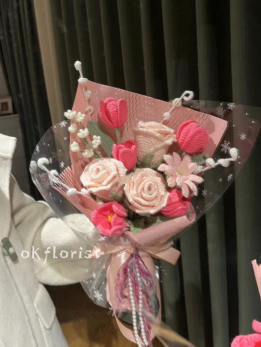 Valentine's Day Bouquet Handmade Crochet Flower Bouquet Gift