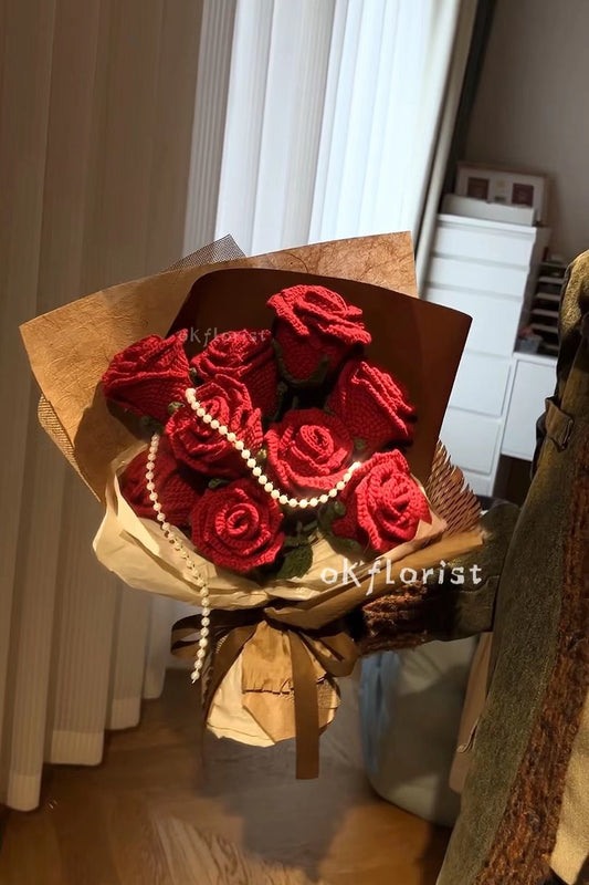 Valentine's Day Bouquet Handmade Crochet Flower Bouquet Gift