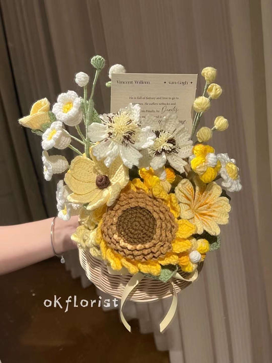 Flower Basket Handmade Crochet Flower Gift