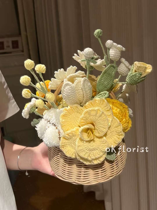 Flower Basket Handmade Crochet Flower Gift