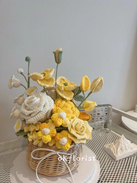 Flower Basket Handmade Crochet Flower Gift